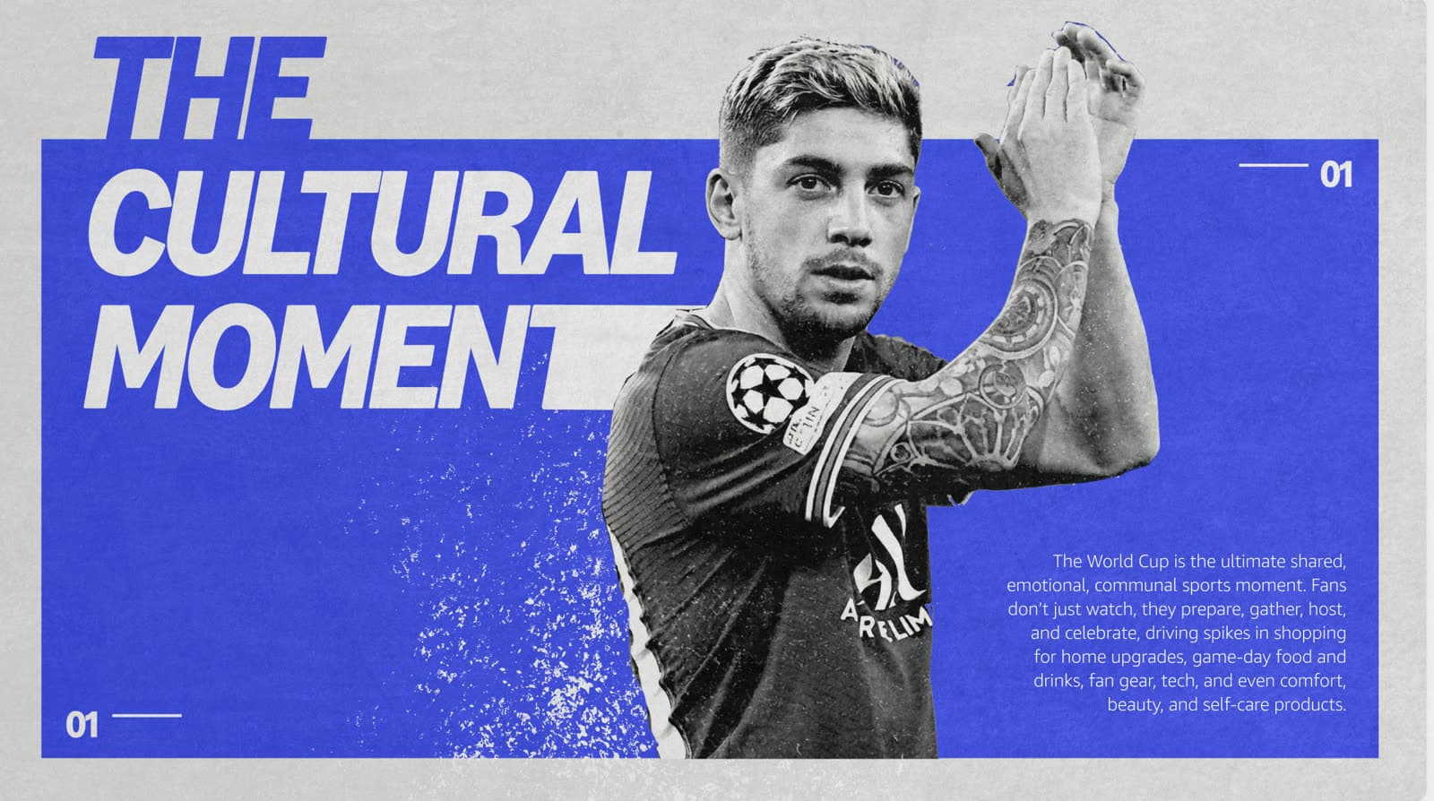 The cultural moment: a football fan applauding, over a headline slide.